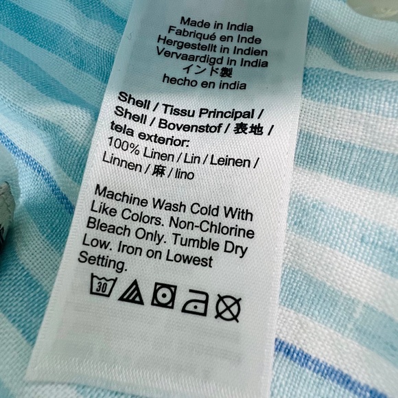 J Crew Baird McNutt Slim 100% Irish Linen Striped Button Down M Pastel Easter - Picture 5 of 8